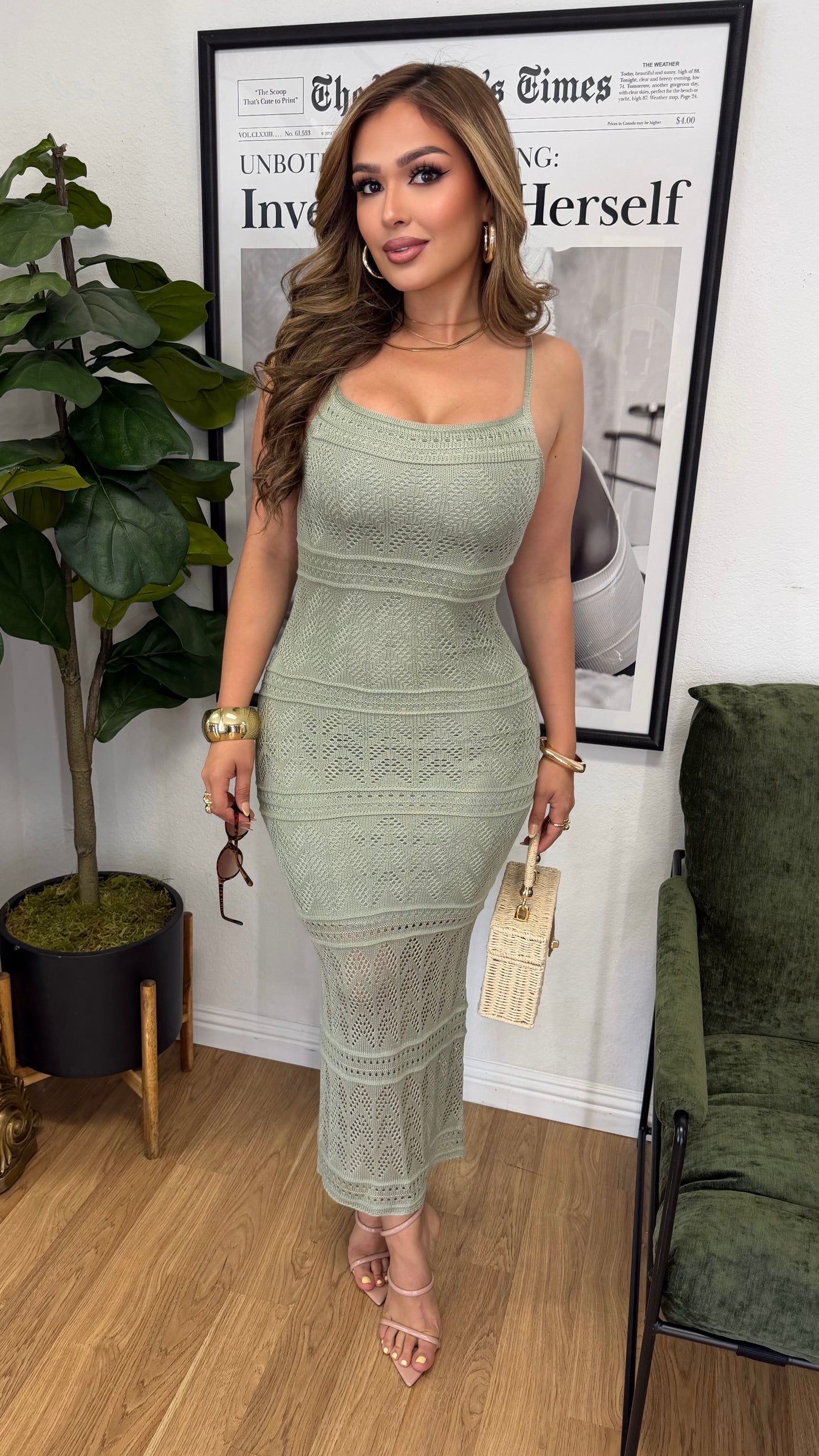 Luxe Knitted Maxi Dress (Olive)