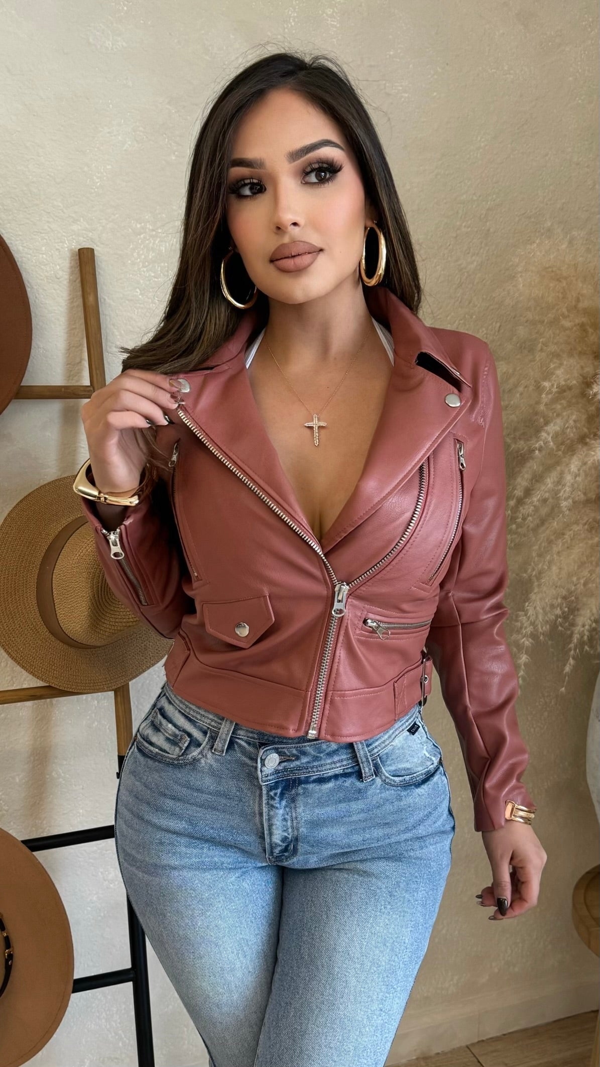 Stir It Up Faux Leather Jacket (Dk. Mauve)