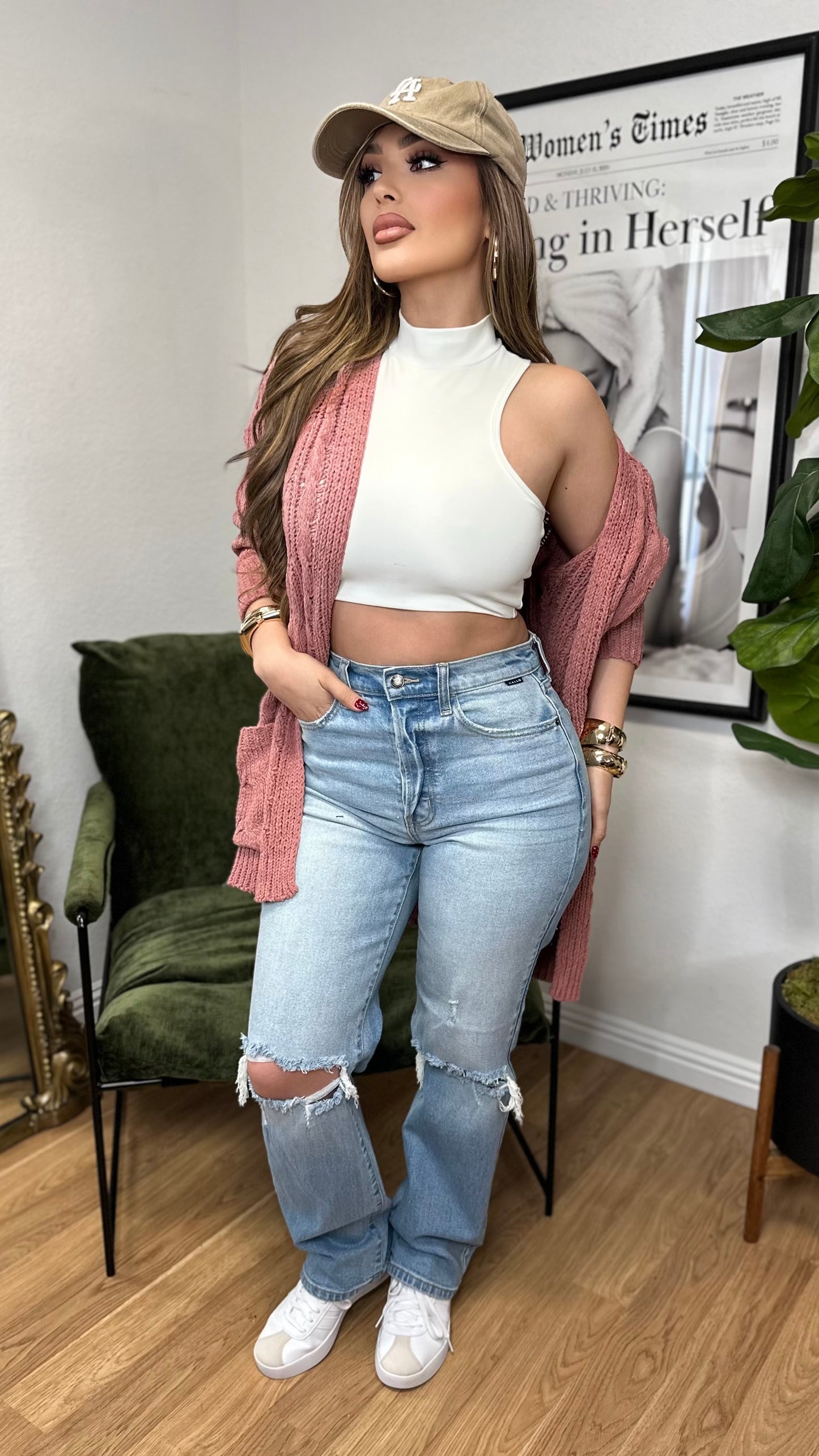 Cozy Cable Knit Cardigan (Mauve)