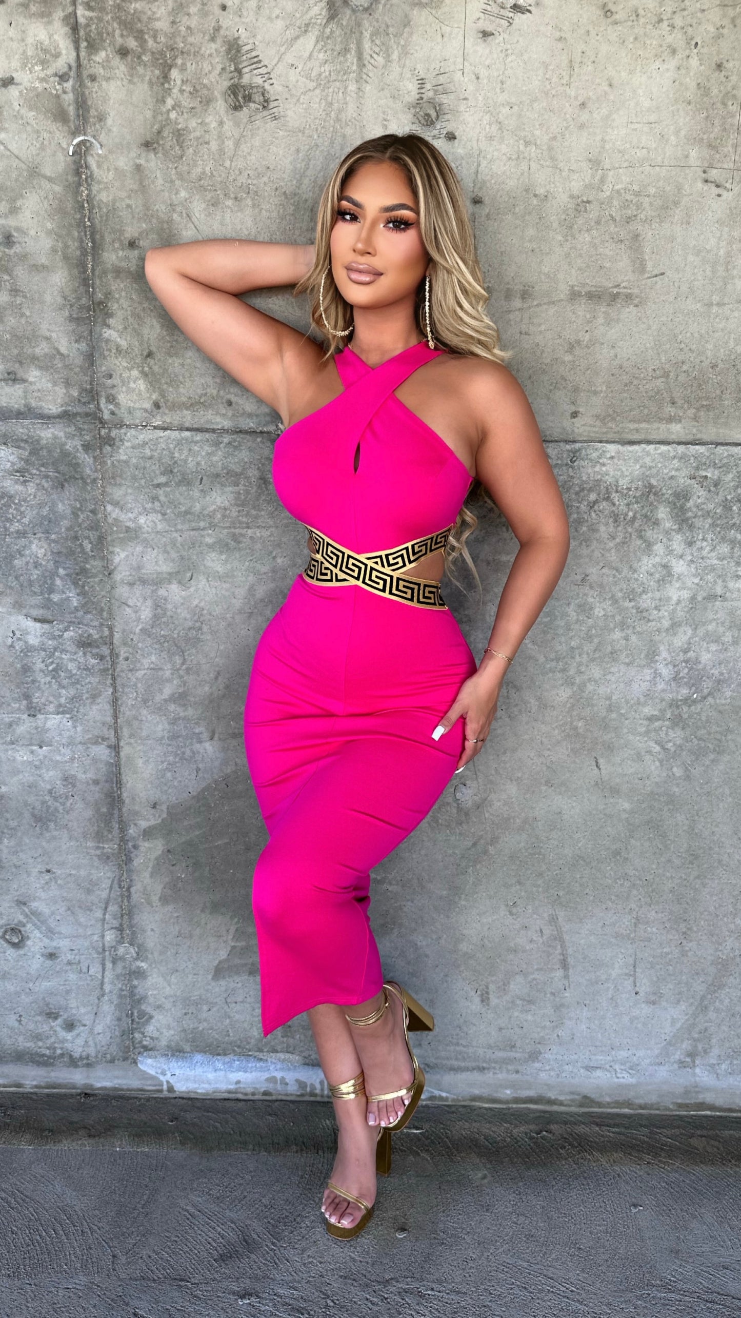 Danae Midi Dress (Pink)