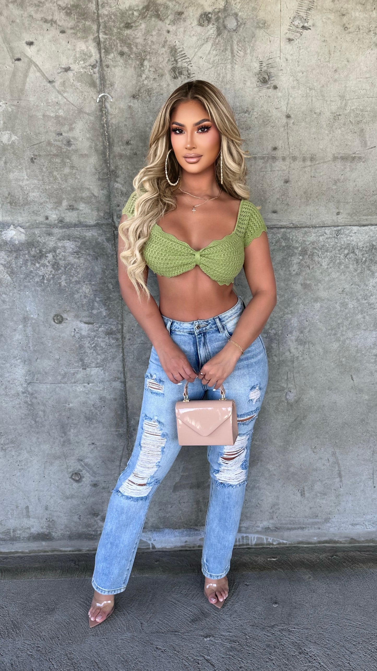 Abelyn Crop Top (Dusty Sage)