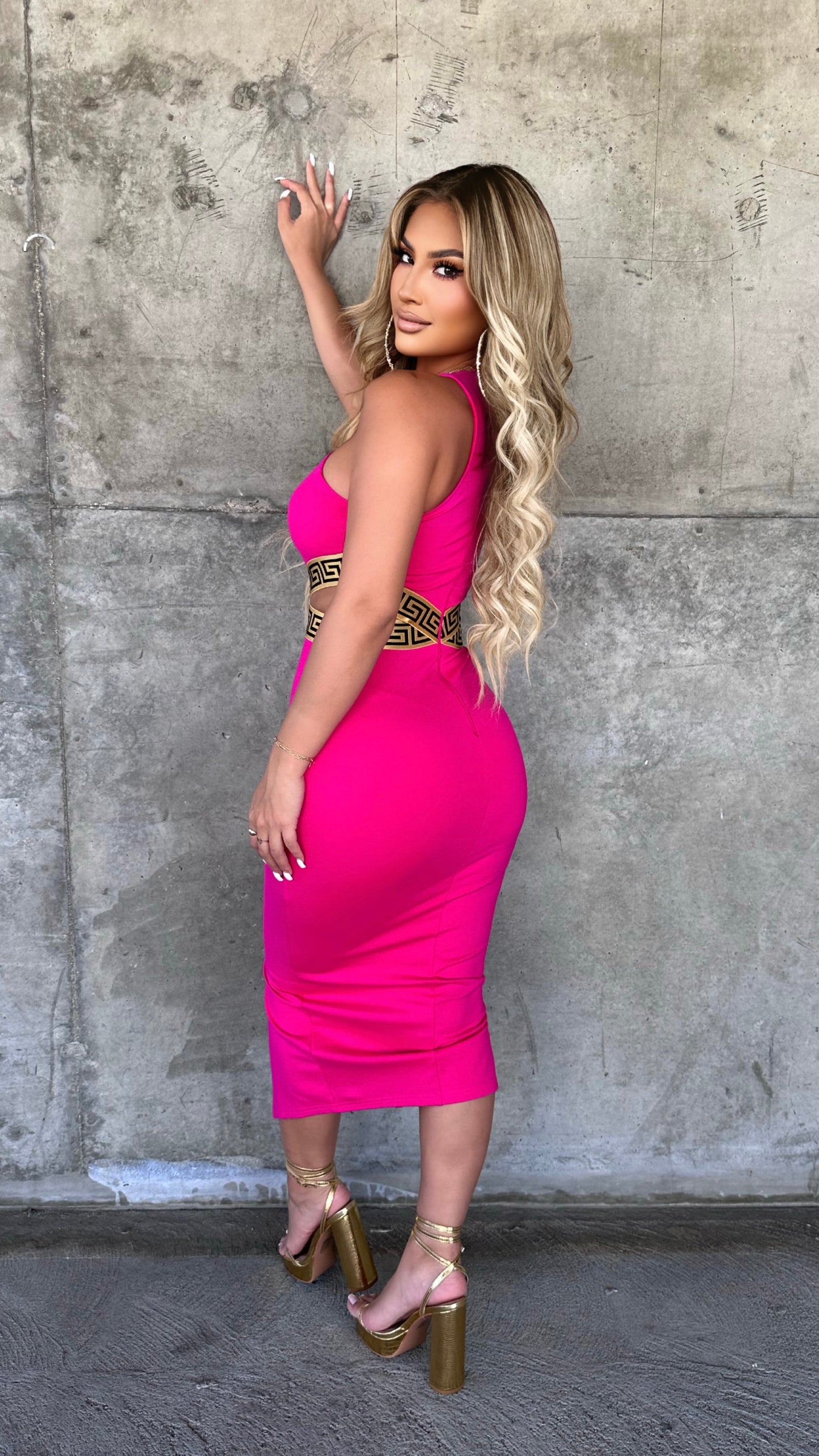 Danae Midi Dress (Pink)