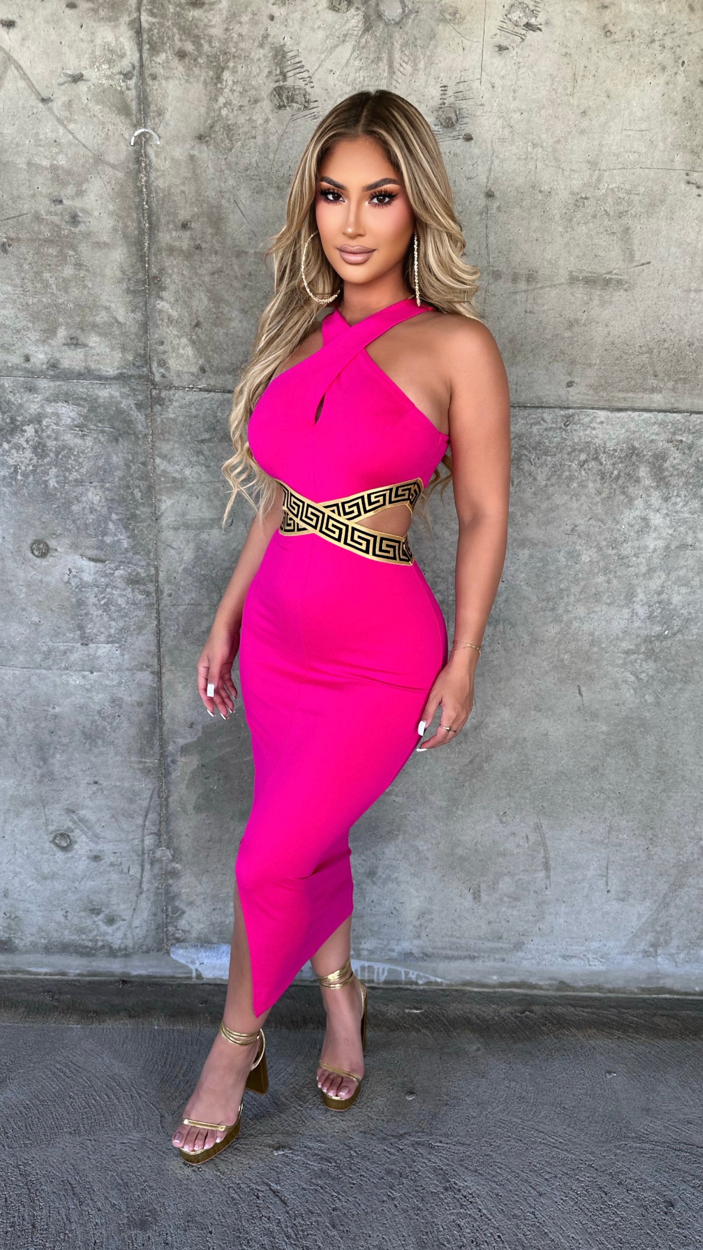 Danae Midi Dress (Pink)