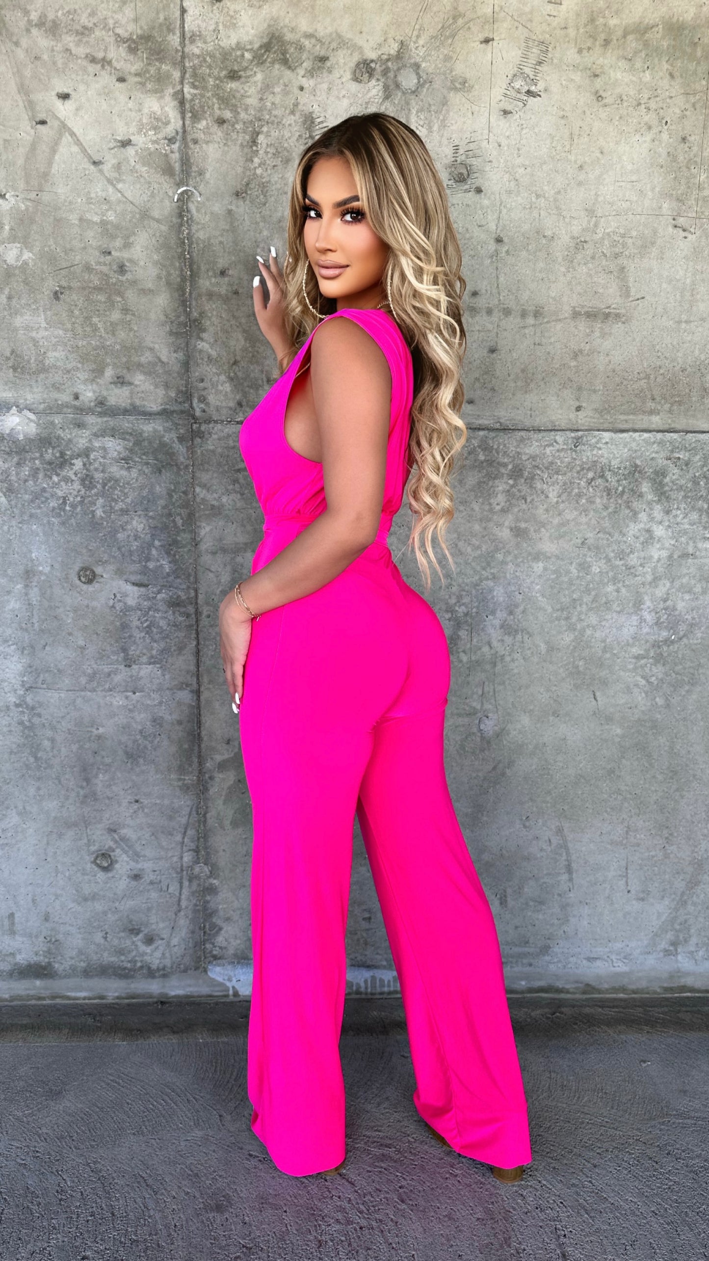 Perfectly Classy Jumpsuit (Hot Pink)
