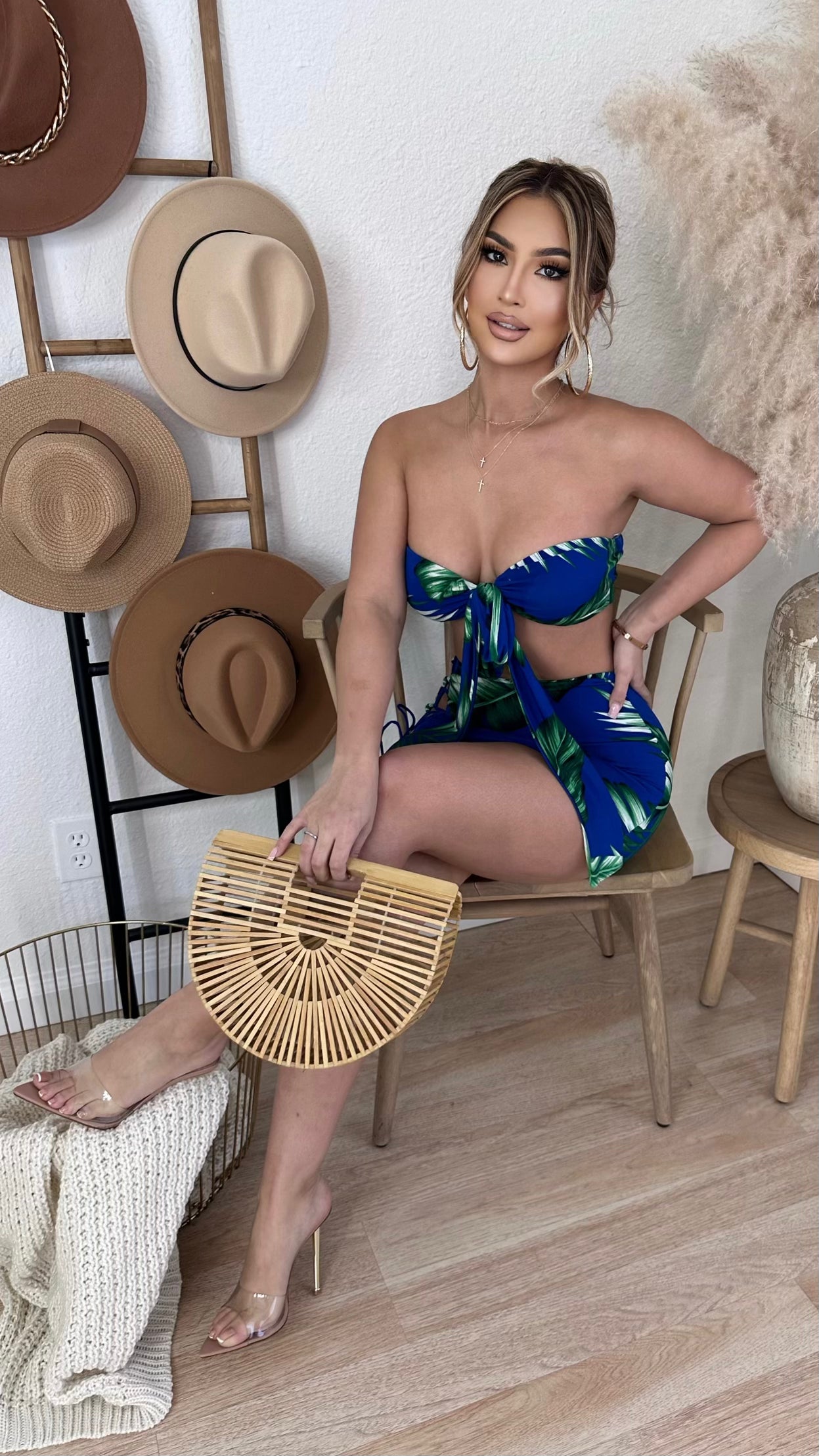 Paradise Falls 2PC Set (Royal Blue/ Green)