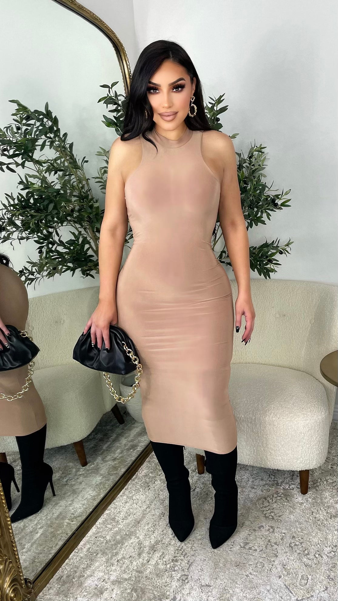 Ready For Tonight Dress (Taupe)