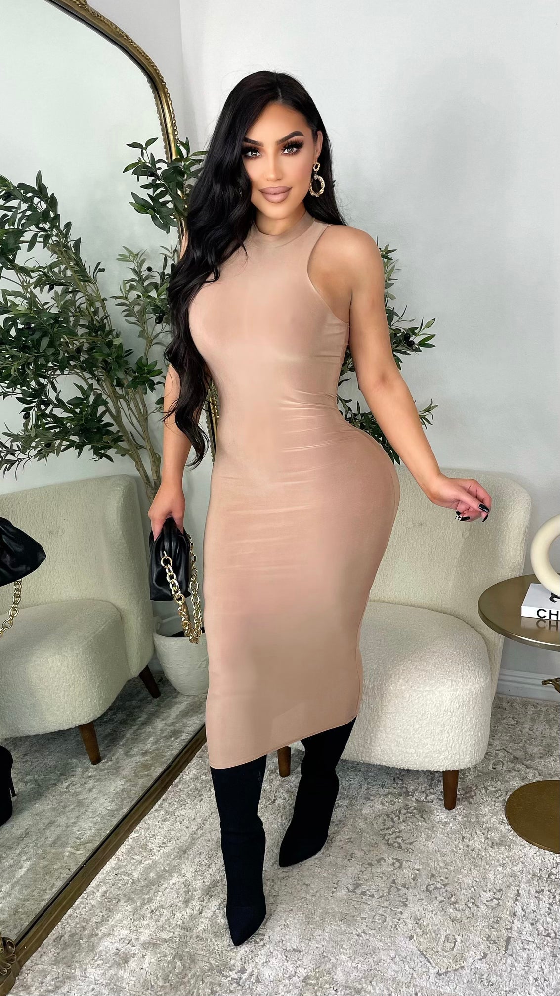 Ready For Tonight Dress (Taupe)