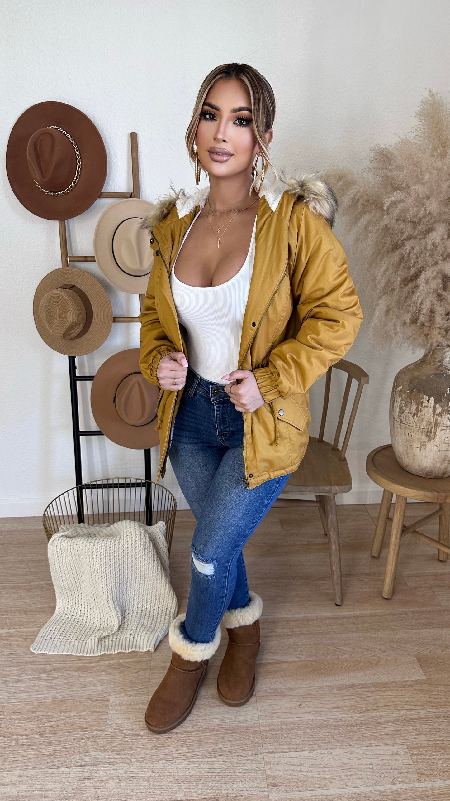Find Your Own Path Utility Jacket (Mustard)
