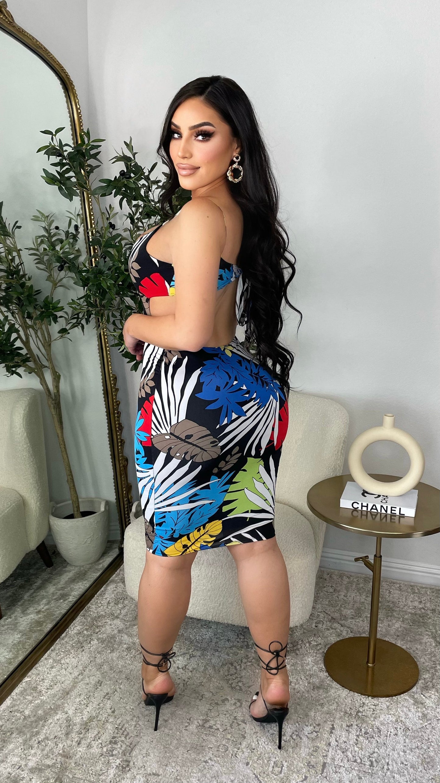 Samina Dress (Black/White/ Blue)