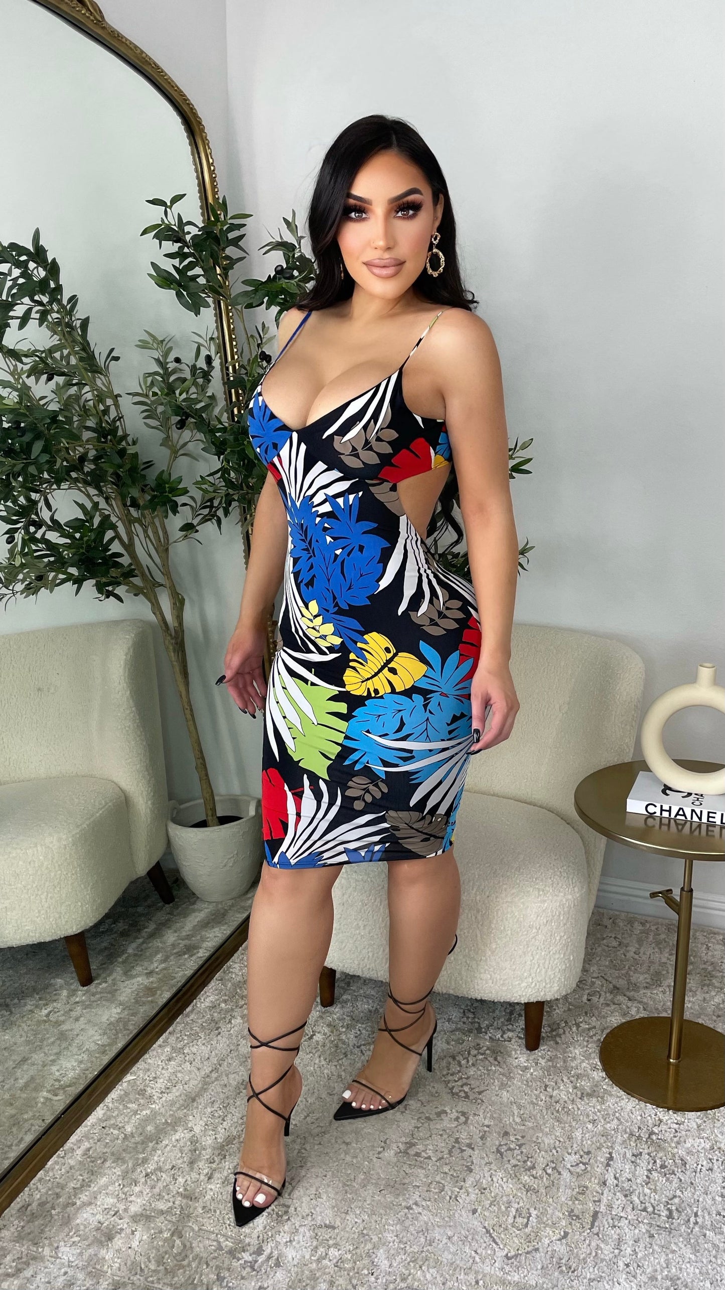 Samina Dress (Black/White/ Blue)
