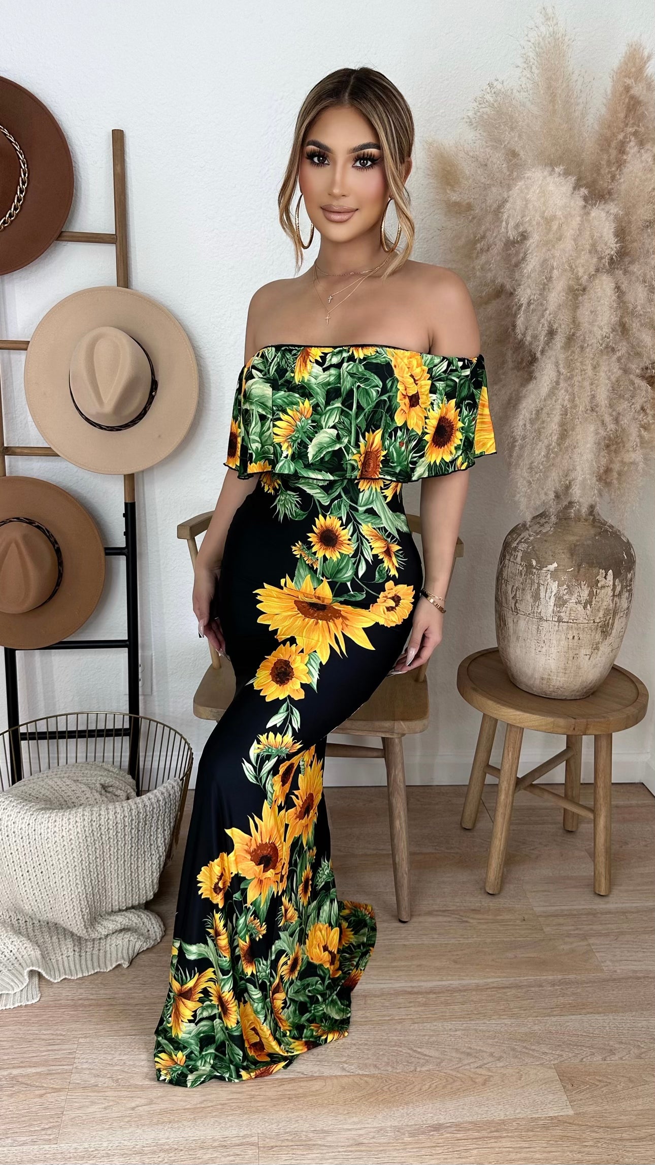 Sunflower Off The Shoulder Maxi Dress