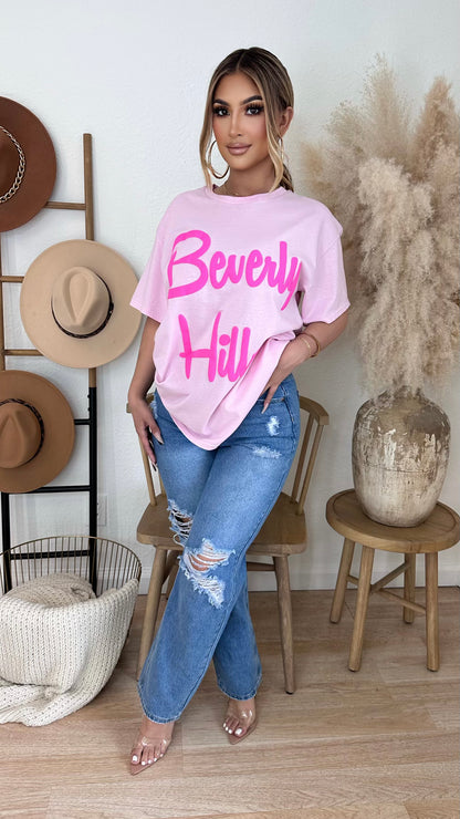Beverly Hills Oversize T-Shirt (Pink)