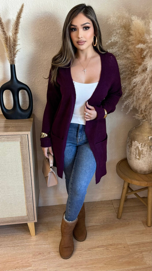 Comfort Zone Cardigan (Burgundy)