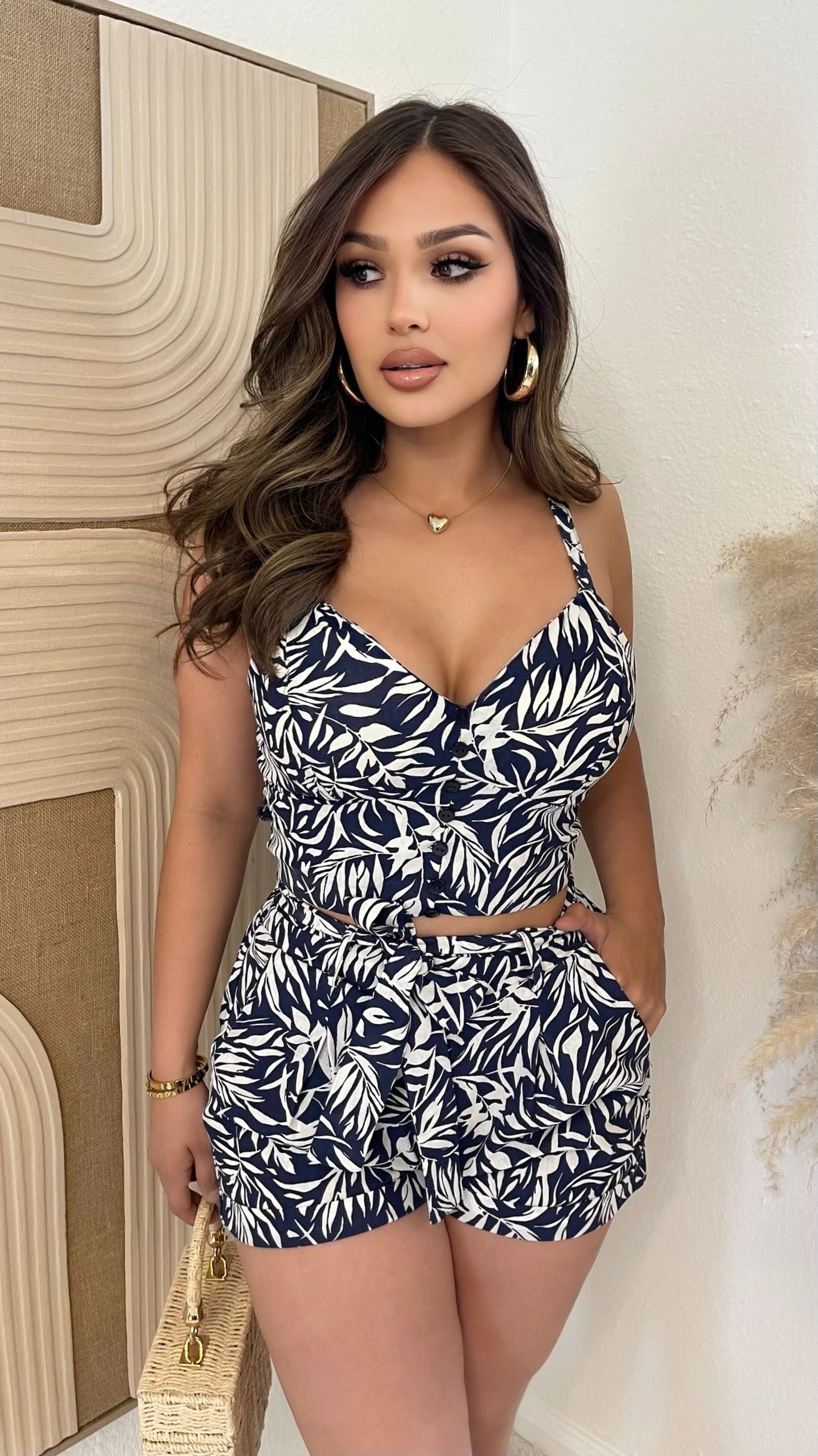 Missed Your Moment 2PC Short Set (Navy/White)
