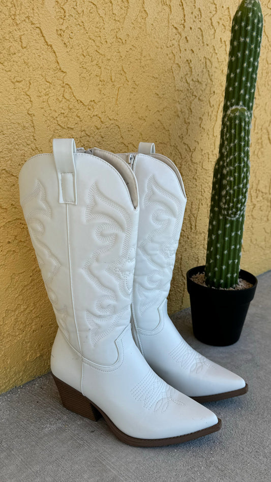 Cowgirl At Heart Faux Leather Western Boots (White)