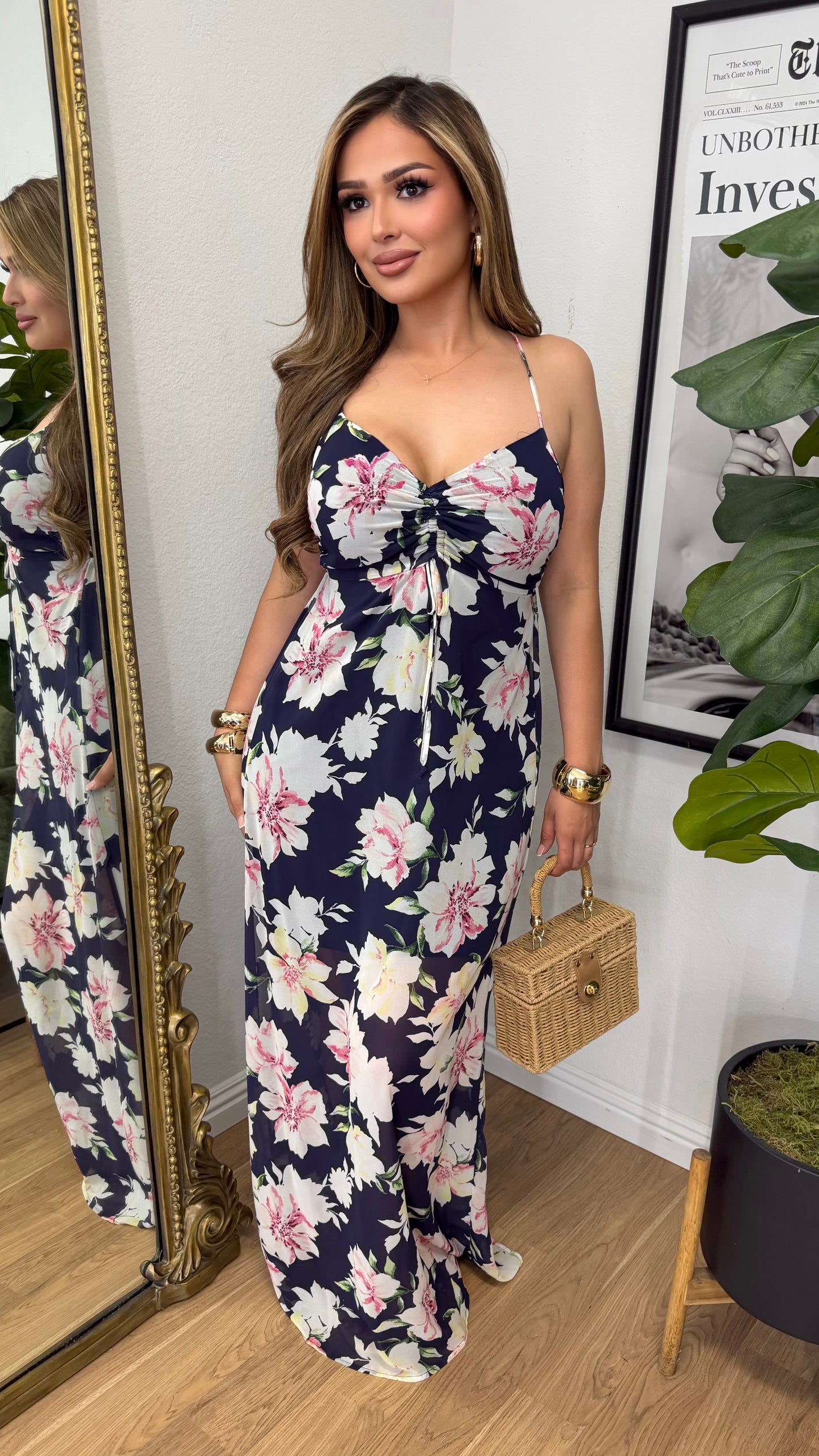 Floral Beauty Maxi Dress (Navy)