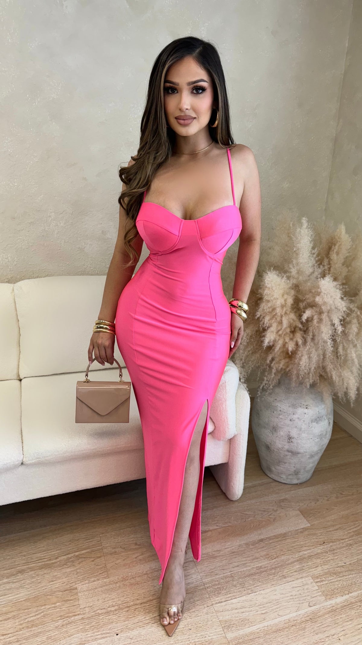 Breathtaking Midi Dress (Hot Pink)