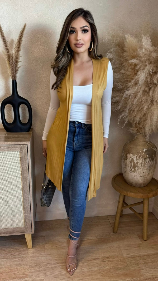 Sofia Throwover Vest (Mustard)