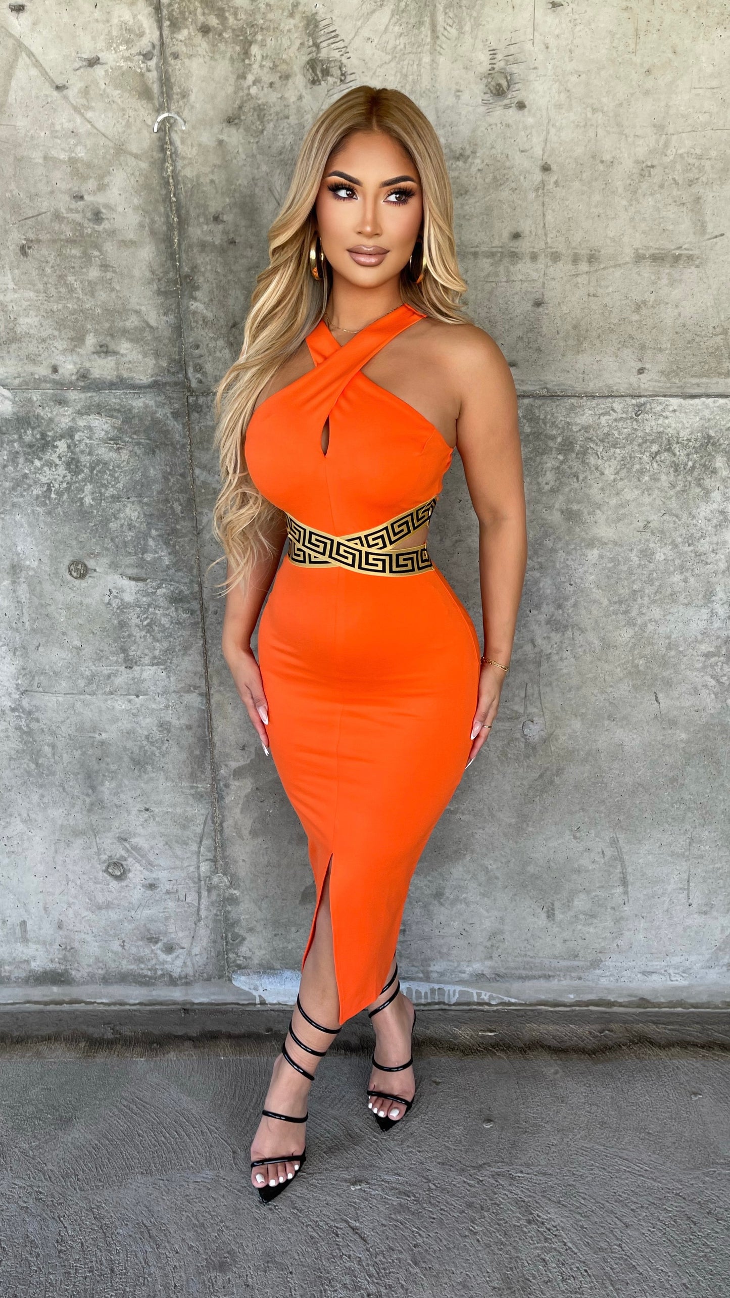 Danae Midi Dress (Orange)