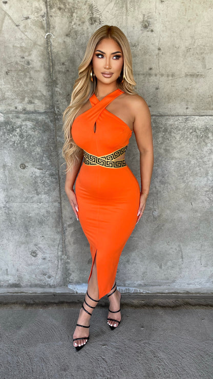 Danae Midi Dress (Orange)