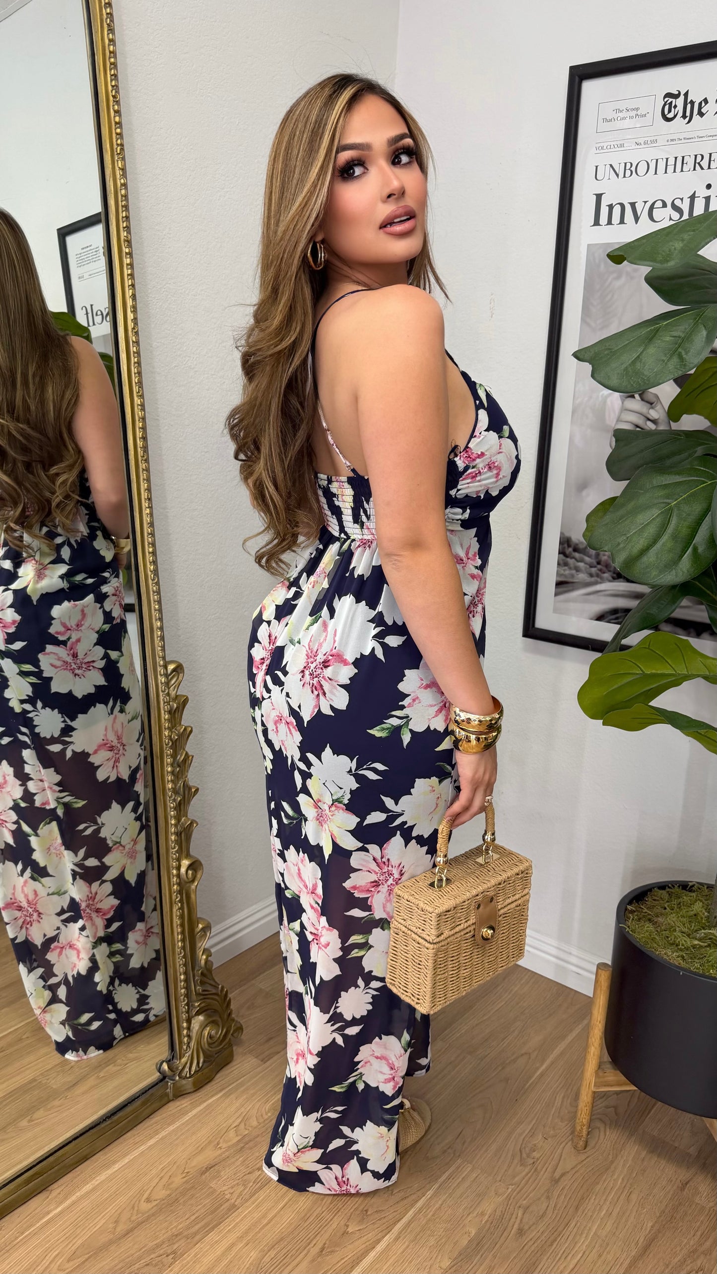 Floral Beauty Maxi Dress (Navy)
