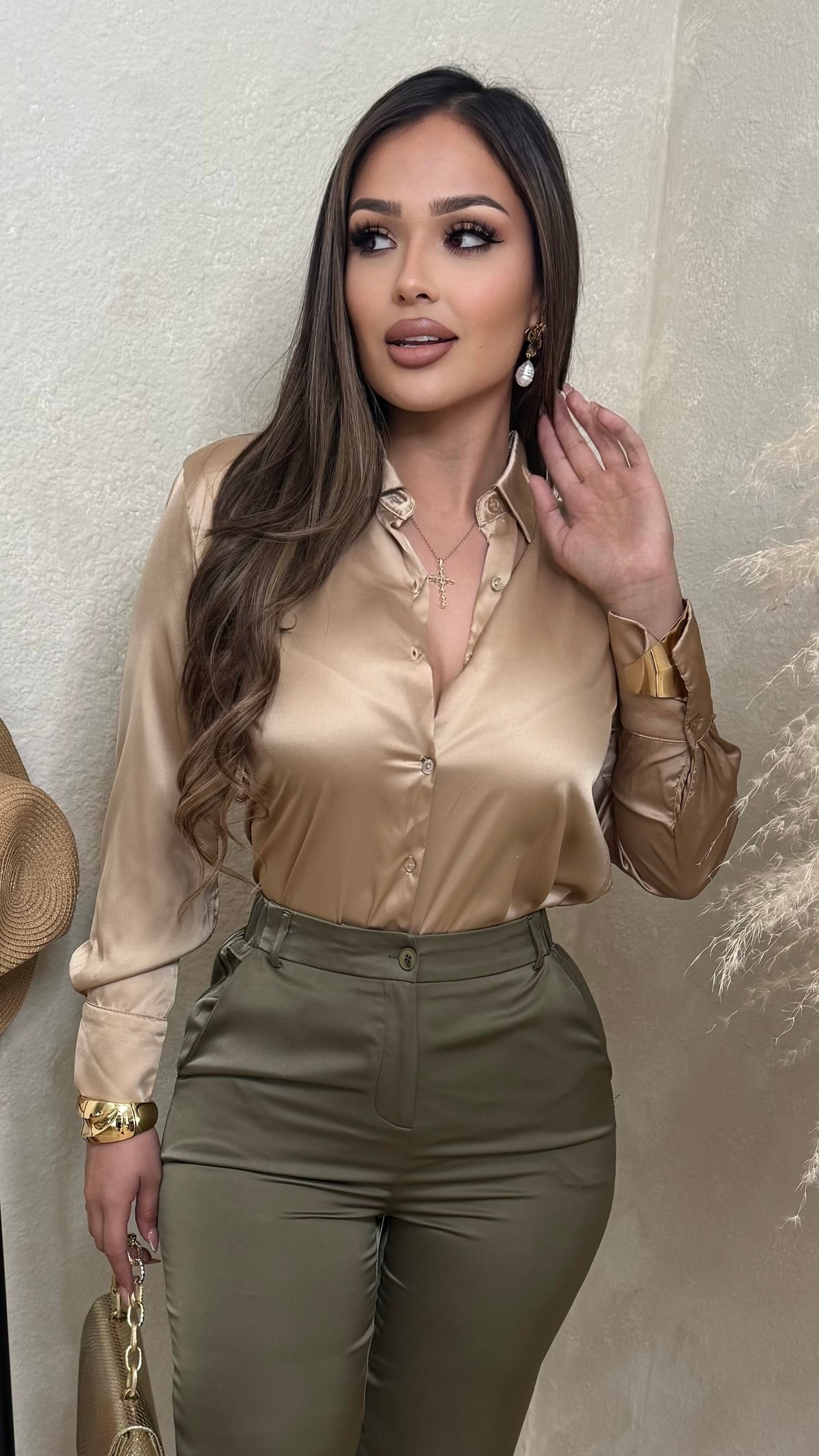 Western Scene Long Sleeve Top (Champagne)