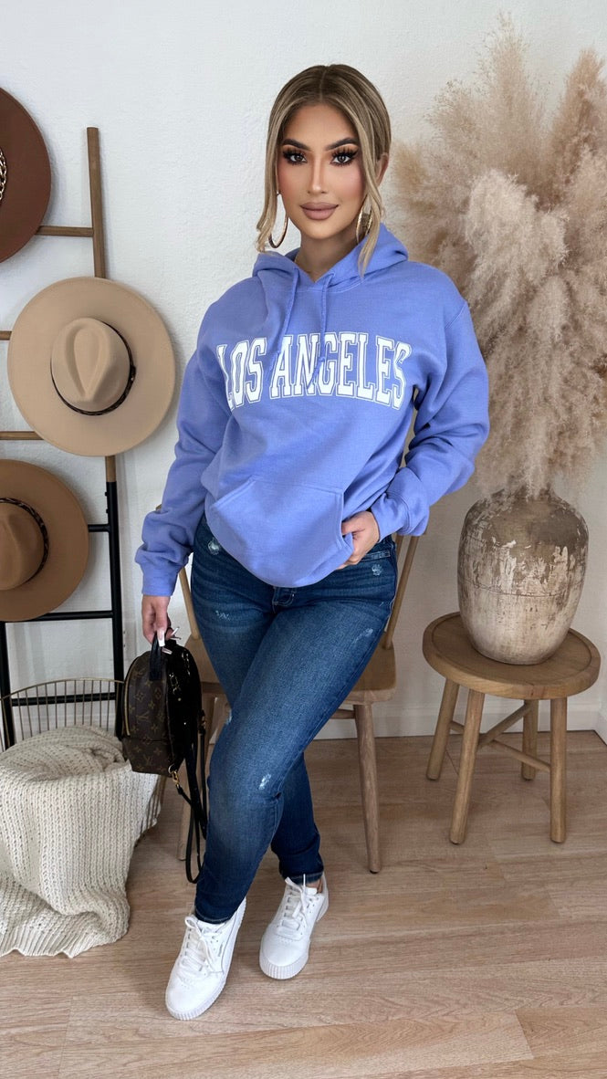 Los Angeles Over Size Hooded Sweater (Lavender)