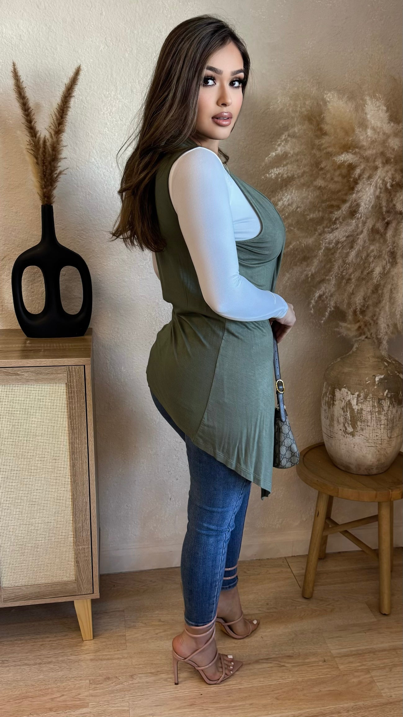 Sofia Throwover Vest (Olive)