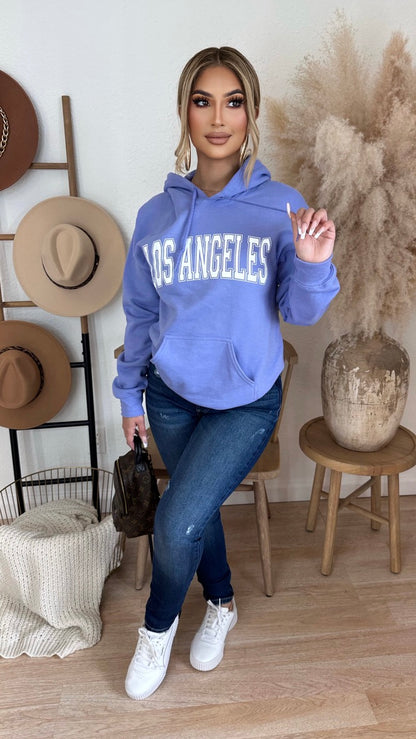 Los Angeles Over Size Hooded Sweater (Lavender)