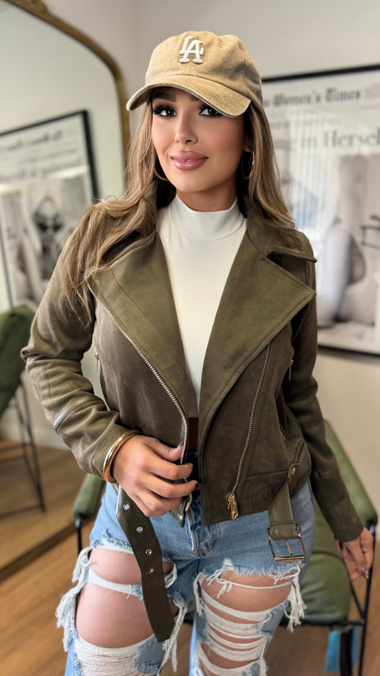 Faux Suede Moto Jacket