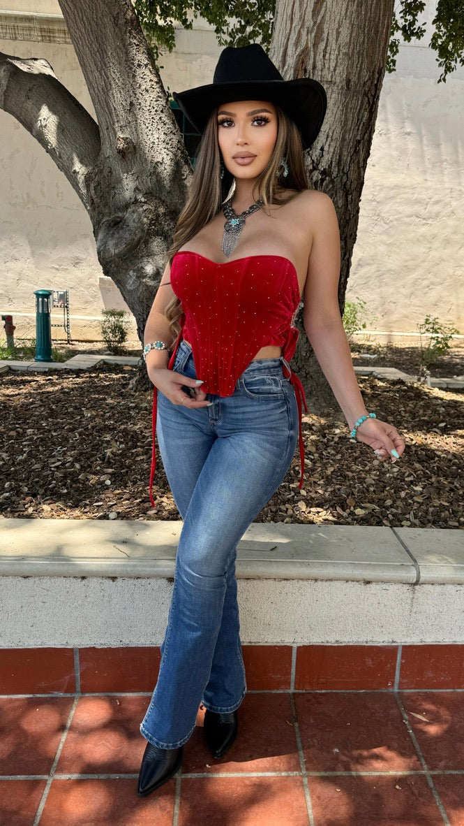 Stuck On You Corset Top (Red)