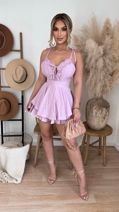 Alezia Short Romper (Dusty Lilac)