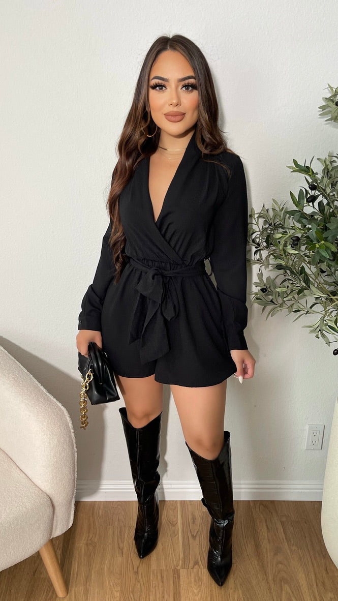 Mesmerized By You Short Romper (Black)