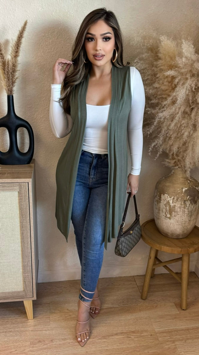 Sofia Throwover Vest (Olive)