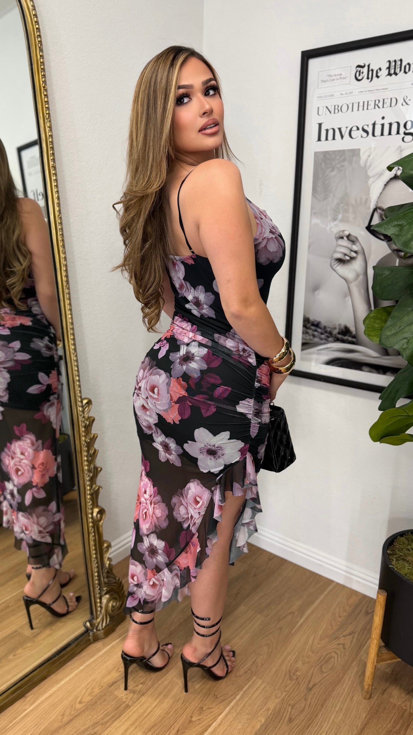 Leaving You Breathless Floral Dress (Purple/ Black)