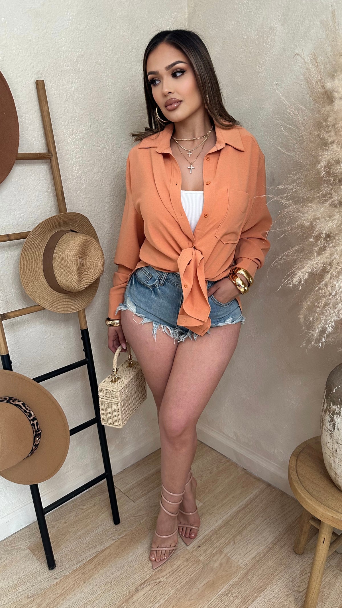 Madalyn Button Up Top/Dress (Melon)
