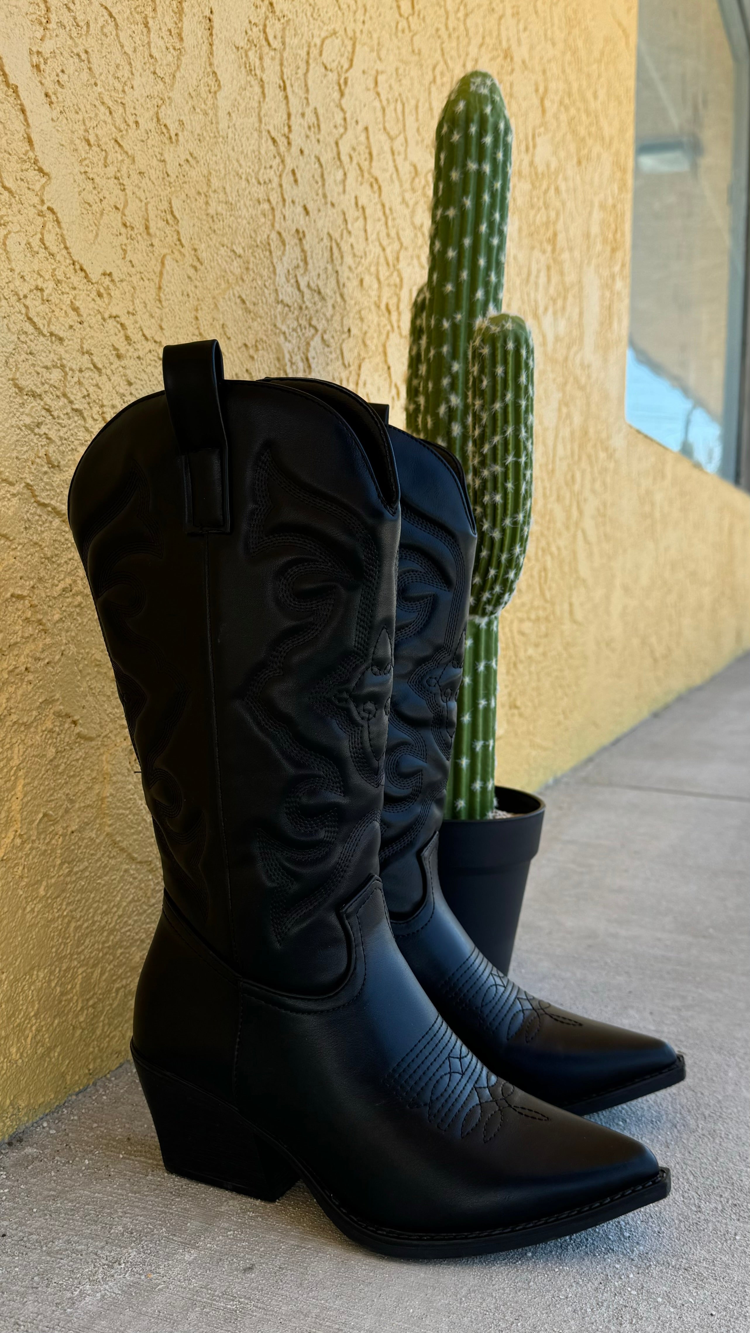 Cowgirl At Heart Faux Leather Western Boots Black Lavish Couture Fashion