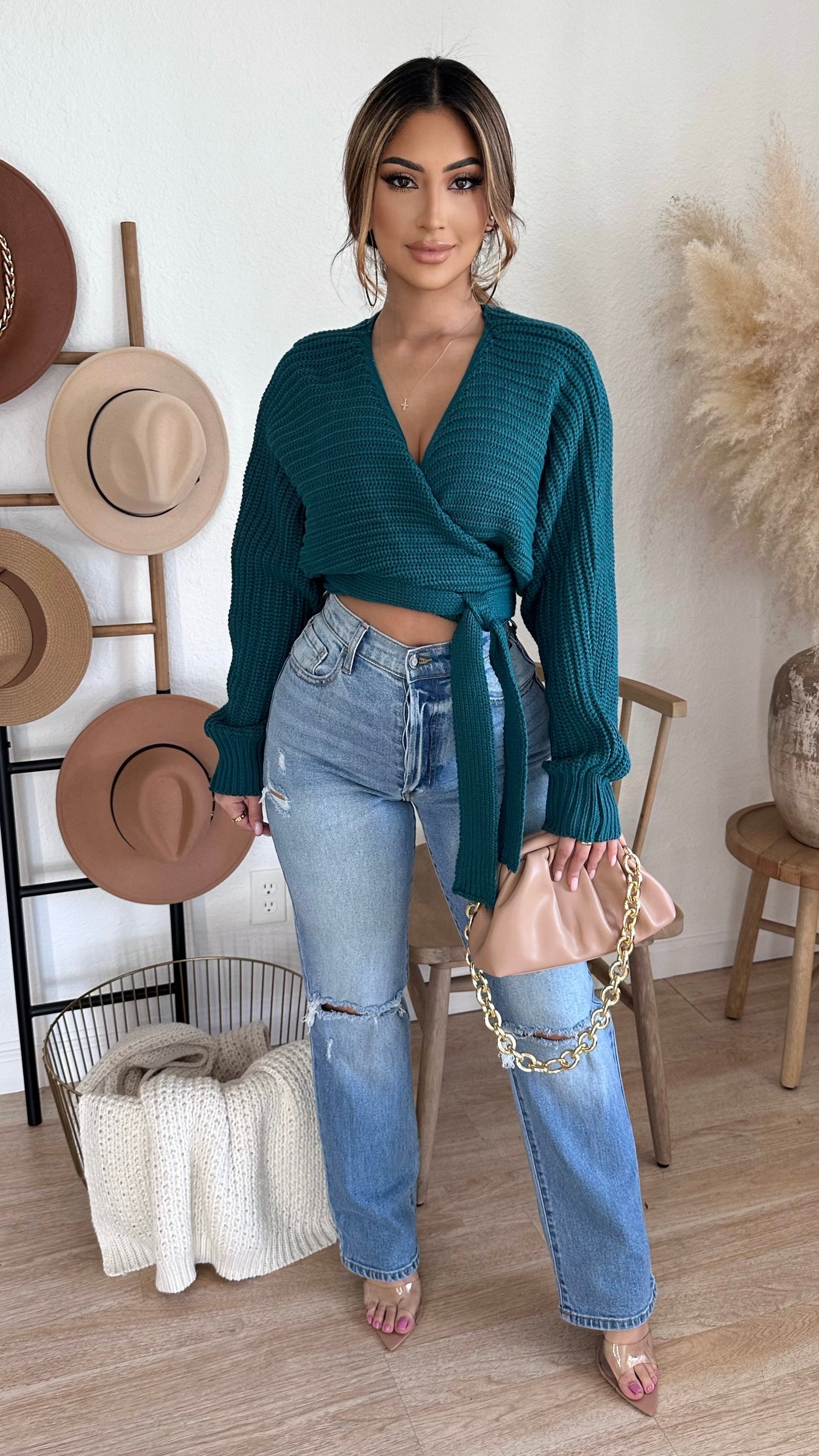 Fall For Me Sweater Top (Teal)