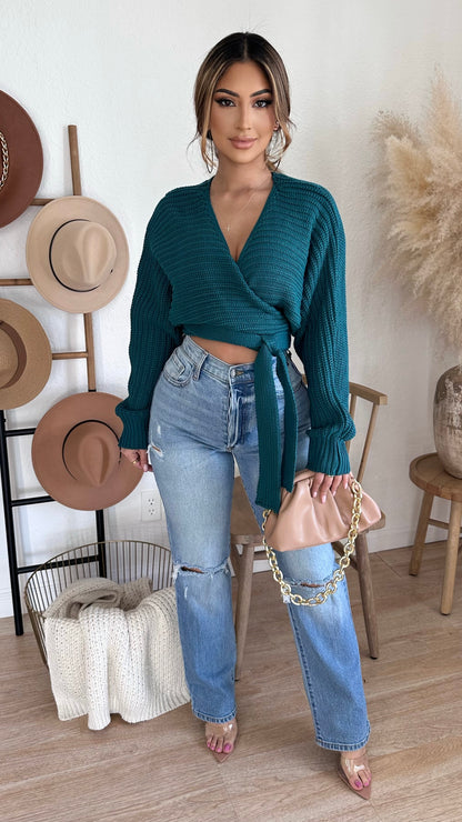 Fall For Me Sweater Top (Teal)