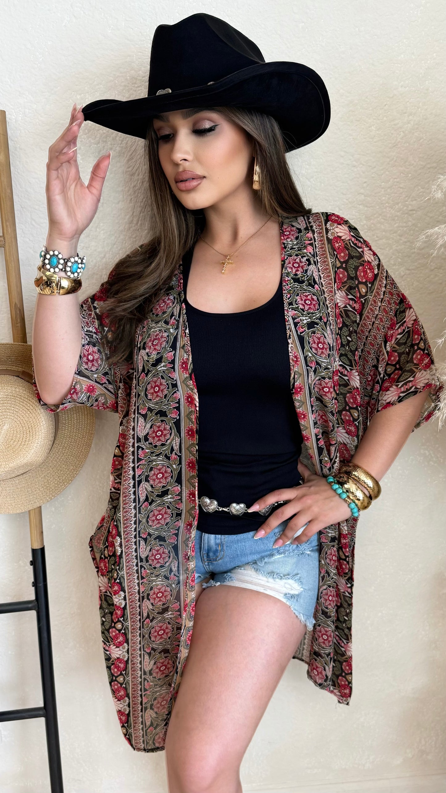 Throw Over Boho Cardigan (Black)