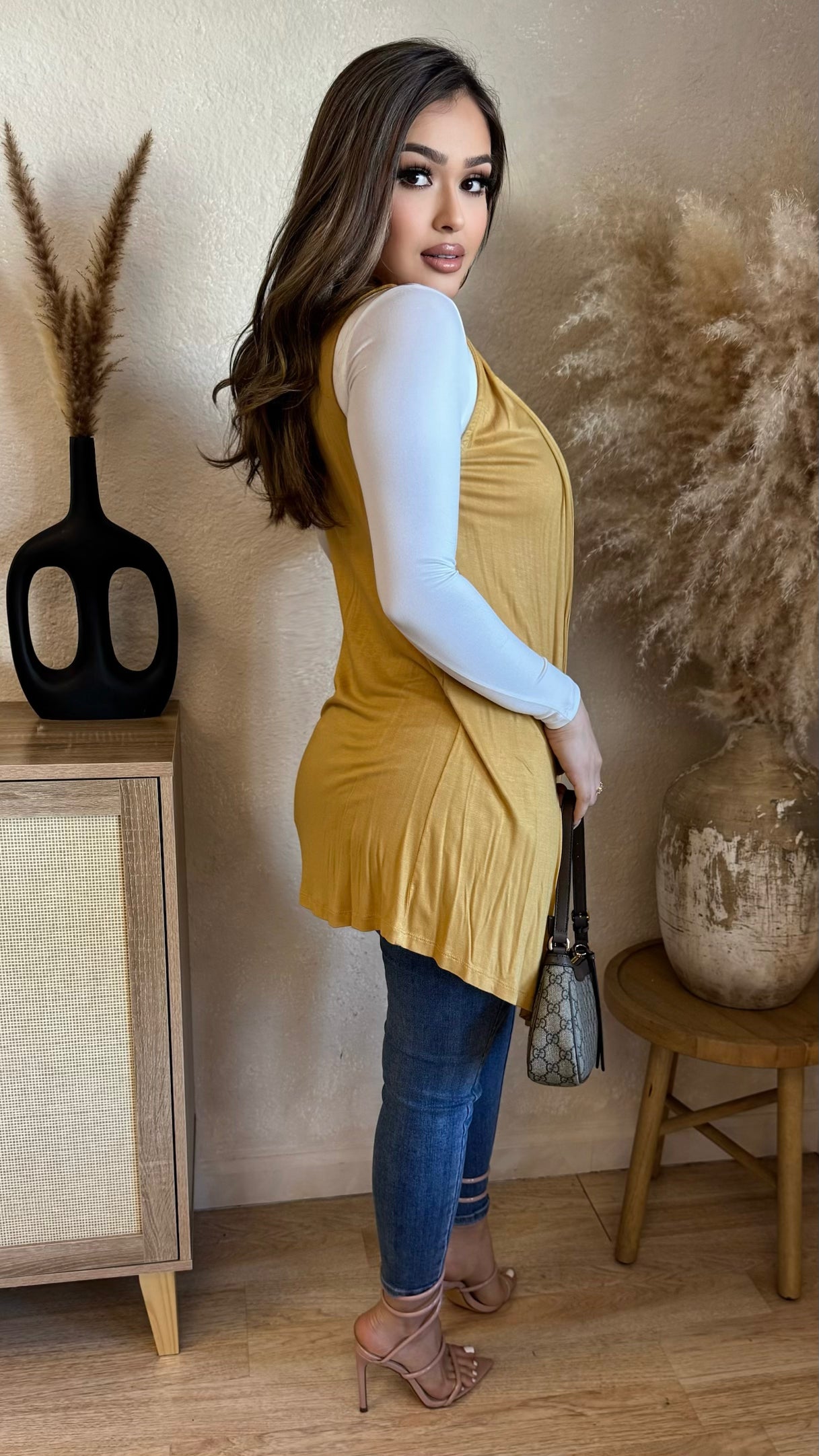 Sofia Throwover Vest (Mustard)