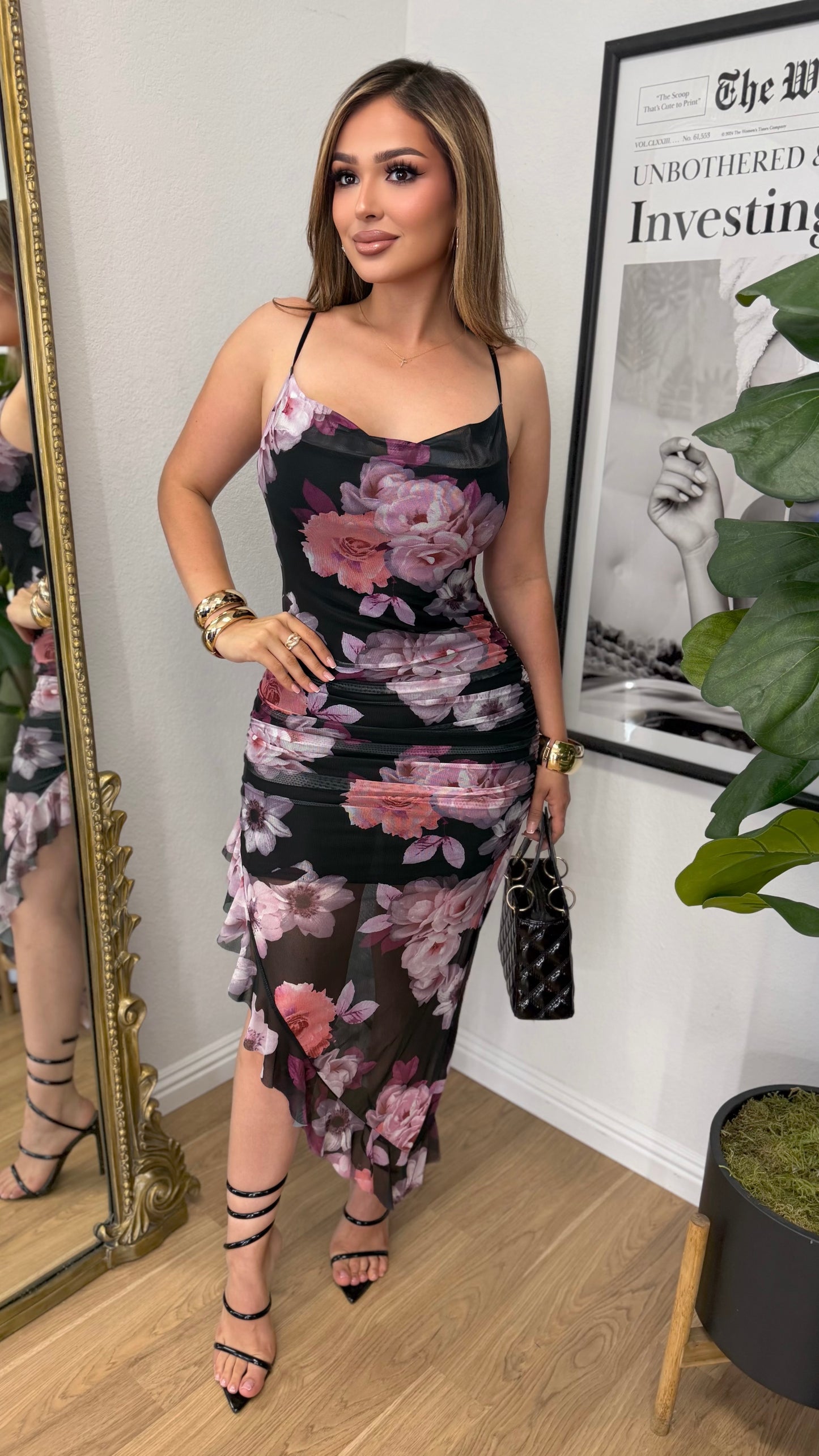 Leaving You Breathless Floral Dress (Purple/ Black)