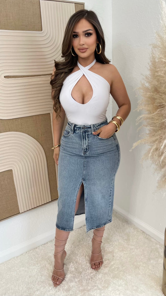 Heatwave Halter Bodysuit (White)