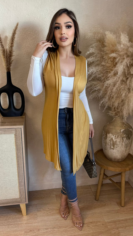Sofia Throwover Vest (Mustard)