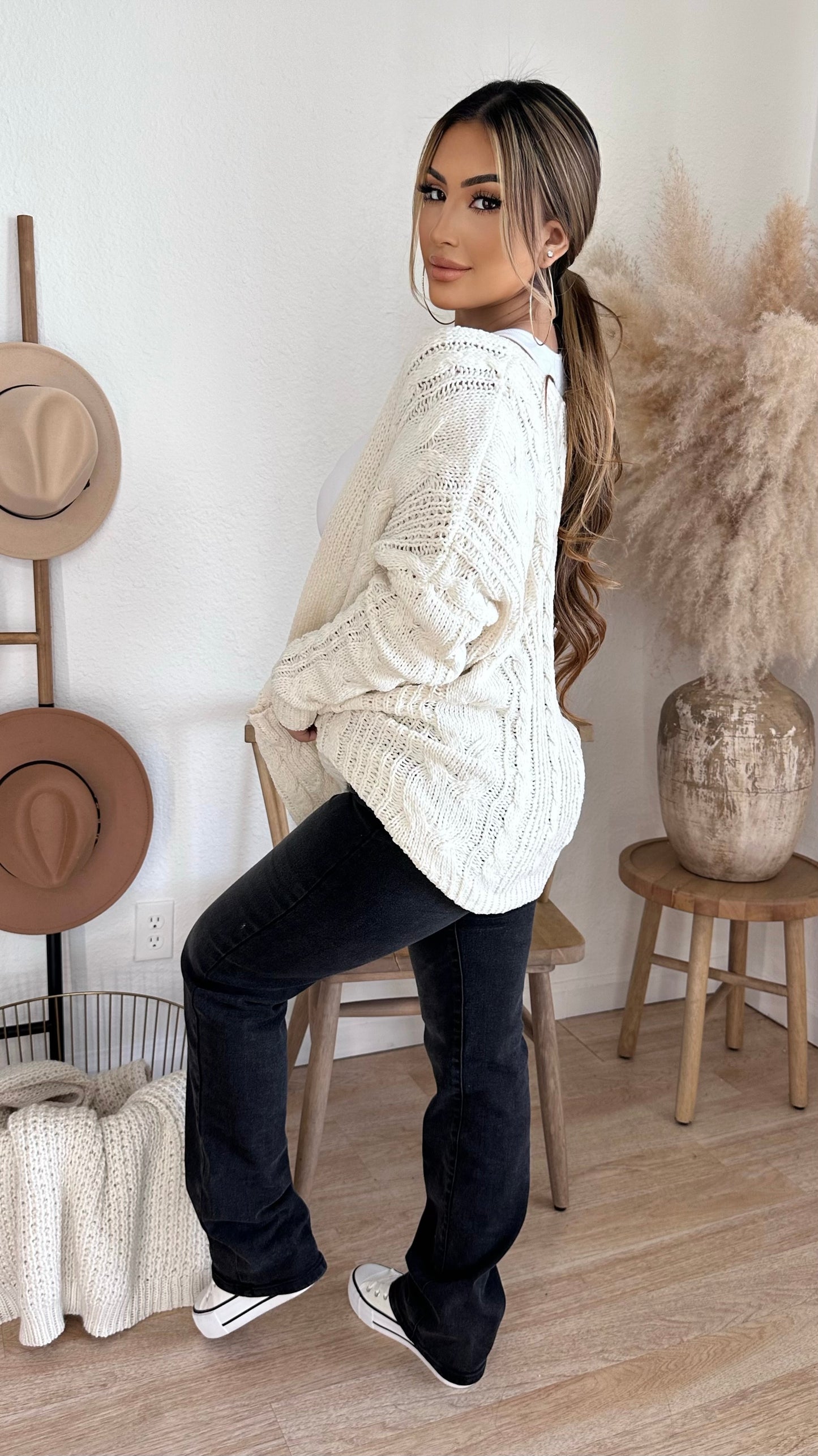 No Approval Needed Knit Cardigan (Ivory)