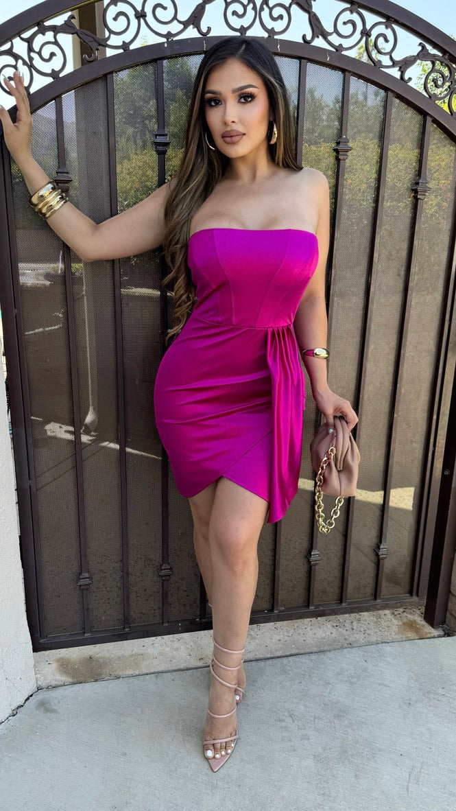 Maritza Strapless Dress (Magenta)