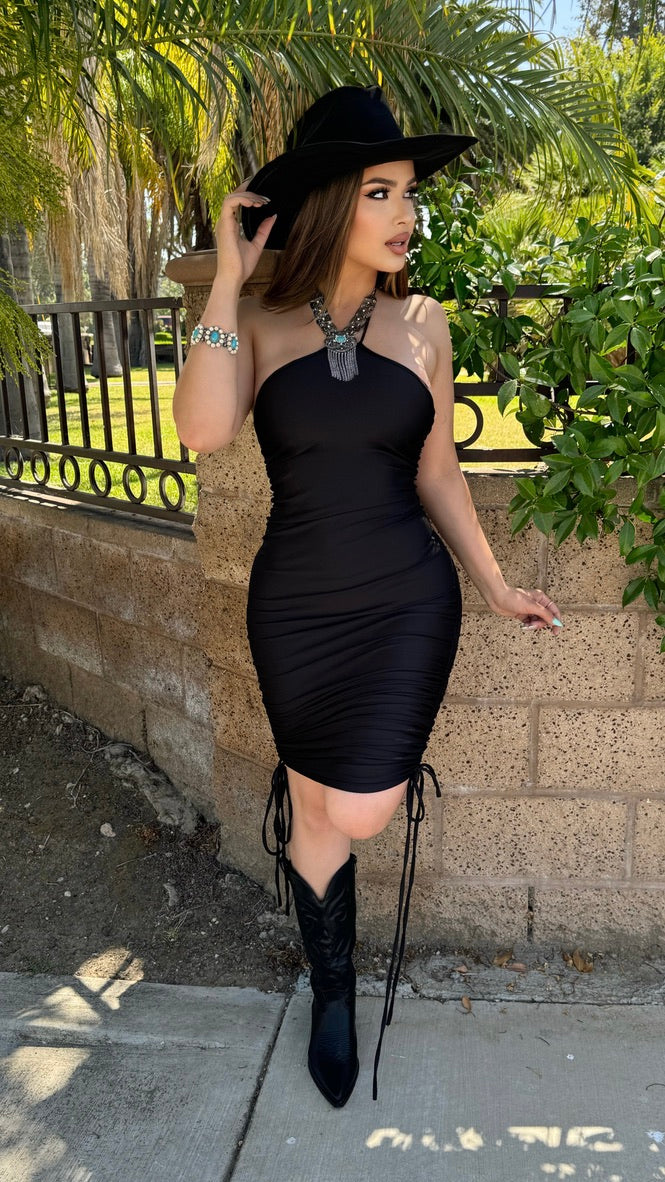 Wilder Than The West Midi Dress (Black)