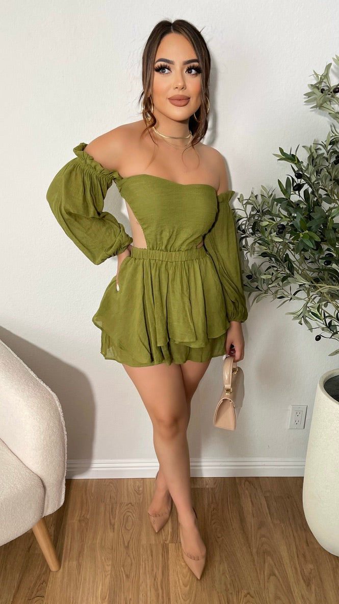 Never Go Out Of Style Short Romper (Olive)