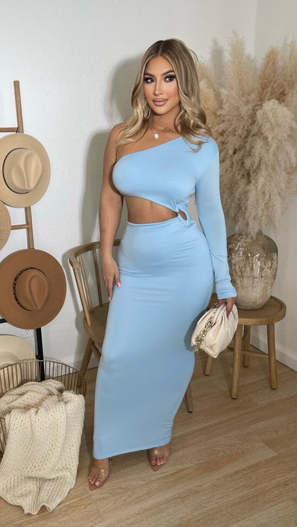 To Much To Handle Dress (Baby Blue)