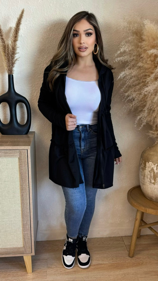 Danielle Zip Up Oversize Sweater (Black)